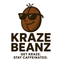 Logo of Kraze Beanz with a bean wearing sunglasses on a white background