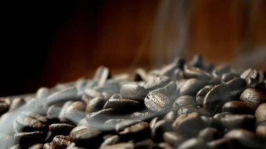 Smoking Coffee Beans Pile