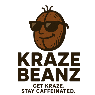 Logo of Kraze Beanz with a bean wearing sunglasses on a white background
